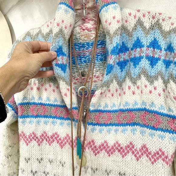 SOLD⭐️RARE Artisan HANDCRAFTED granny sweater-Navajo/NORDIC/Aztec/Pendleton vibe - Picture 15 of 16